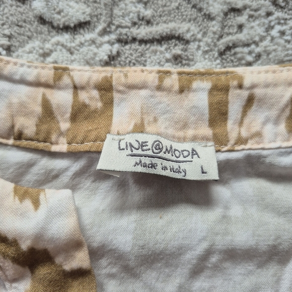 Line @ Moda Women's Italian Brown Abstract Floral Longsleeved Blouse Size Large - Picture 5 of 6